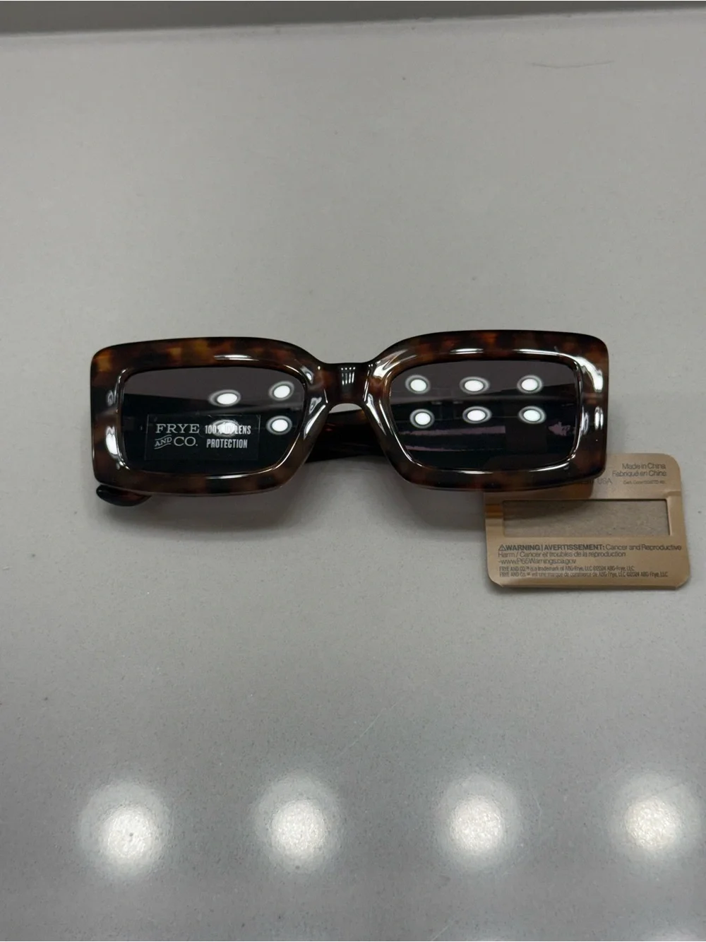 Frye Square Tortoiseshell Frame Sunglasses with Dark Lenses NWT